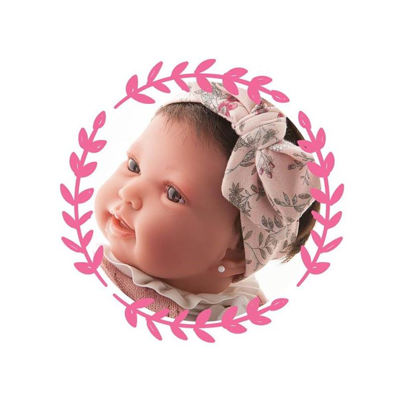 Papusa bebe realist Pipa Reborn cu pernuta, cu articulatii, alb-roz, corp realist anatomic, Antonio Juan - Manute Creative