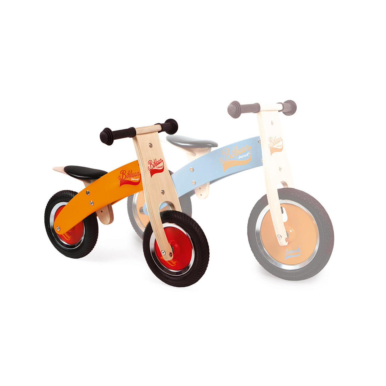 Bicicleta fara pedale, din lemn, rosu/portocaliu, +2 ani, Janod