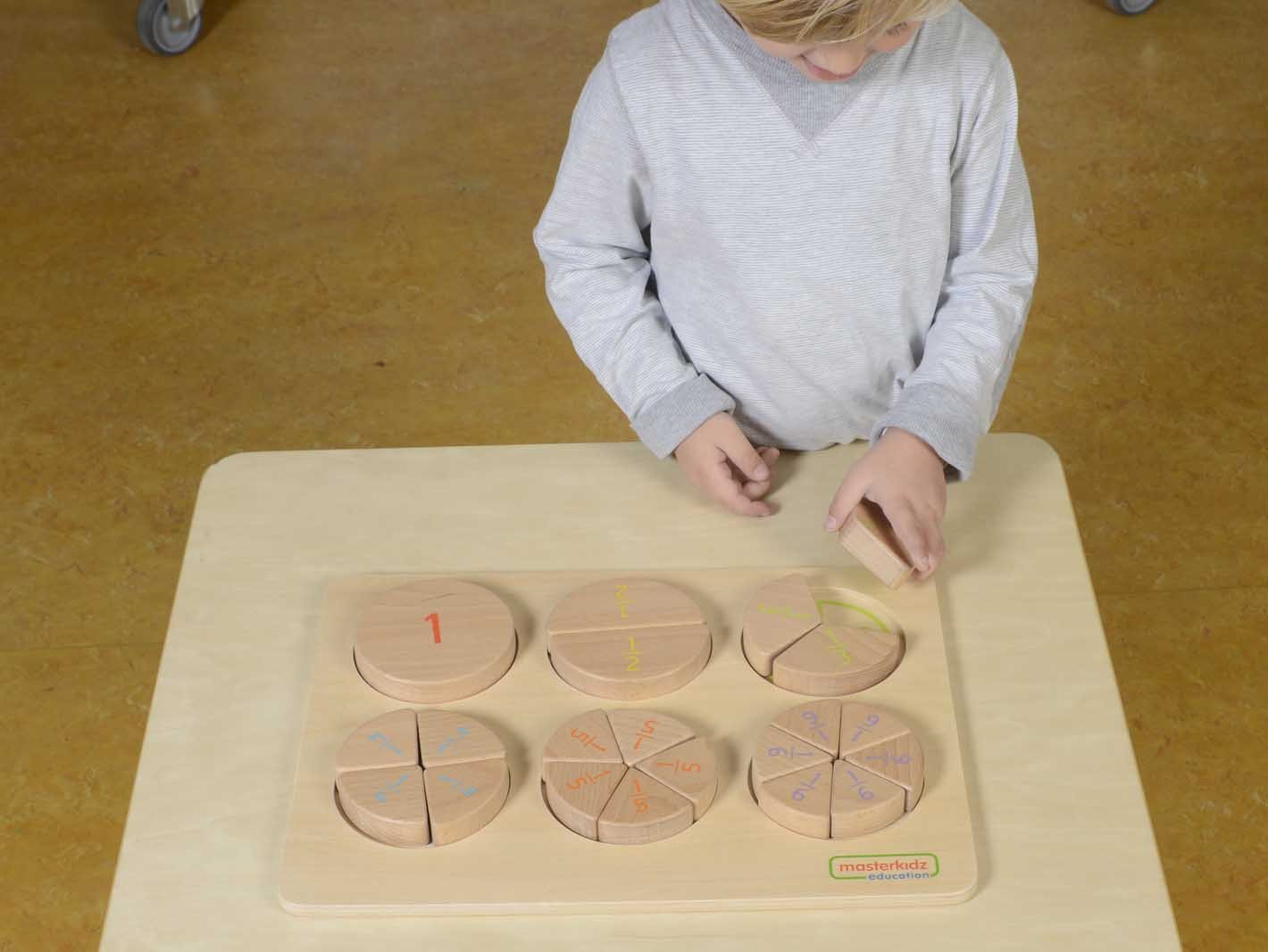 Puzzle educativ pentru invatarea fractiilor, din lemn, +2 ani, Masterkidz