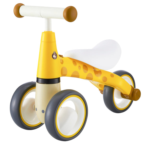 Bicicleta de echilibru pentru copii, roti duble, pentru interior / exterior, max 20 kg, 18 - 36 luni, Girafa, Galbena, Ecotoys