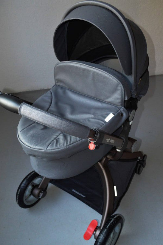 Carucior Copii Premium Dark Grey 2 in 1, varsta intre 0 - 36 luni, Hot Mom