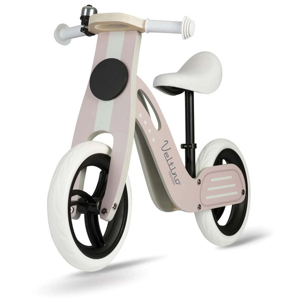 Bicicleta de echilibru din lemn pentru copii, scaun din spuma, roti 12 inchi, Ricokids, Veltino, 7619, Roz