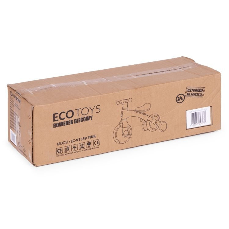 Bicicleta de echilibru Ecotoys, 3in1, inaltime reglabila, sarcina maxima 30 kg, Roz