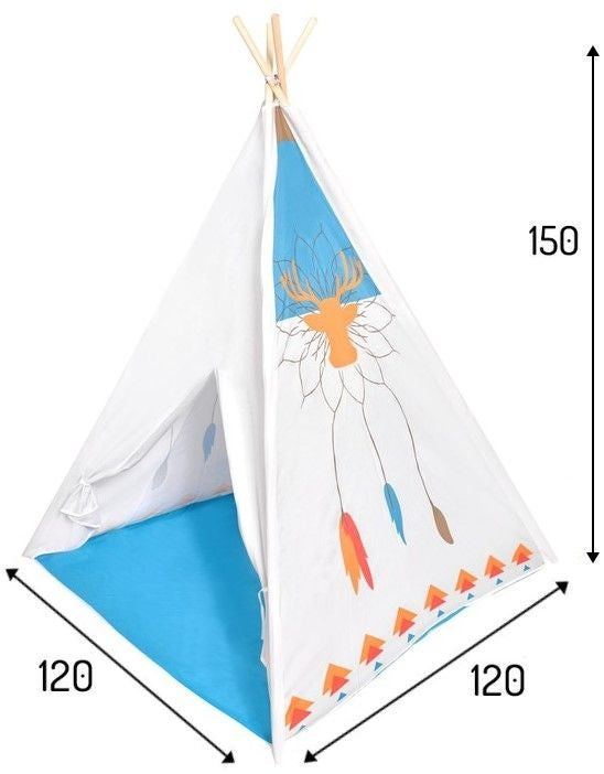 Cort tip indian pentru copii, EcoToys, Wigwam, 120 x 120 x 150 cm, Alb