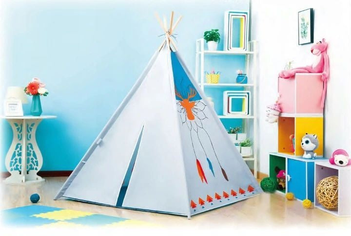 Cort tip indian pentru copii, EcoToys, Wigwam, 120 x 120 x 150 cm, Alb