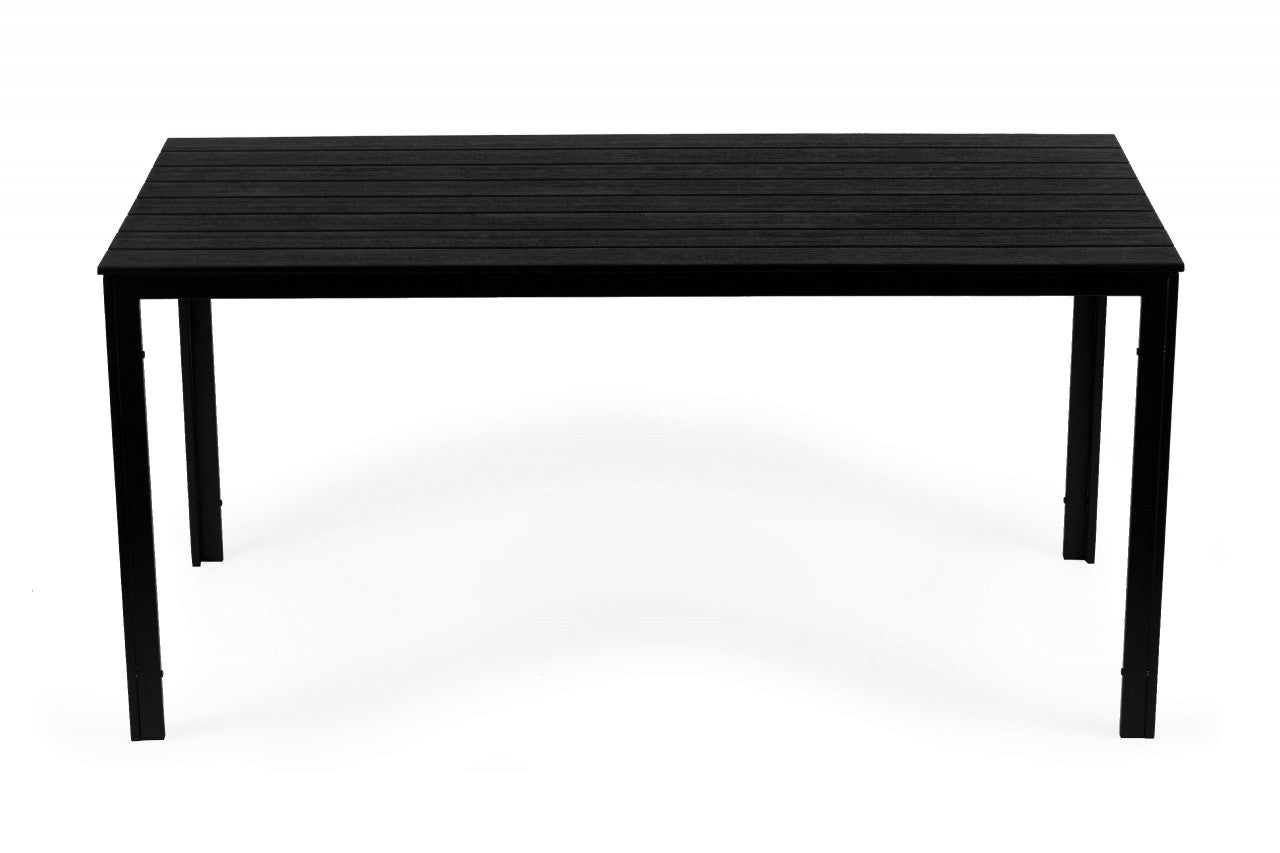 Masa de Gradina, 6 persoane, 156 X 78 cm, otel vopsit cu pulbere, imita lemnul, Modern Home, Black