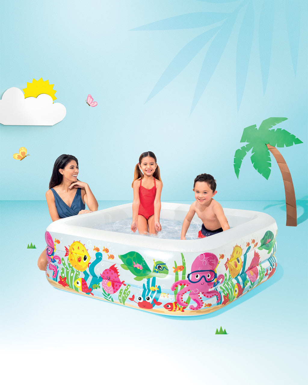 Piscina gonflabila acvariu 159 x 159 x 50 cm, INTEX 57471, 340 de litri