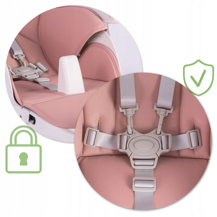 Scaun de masa reglabil, multifunctional, 3in1, Nukido, Belo, Pink, cu bara de jucarii