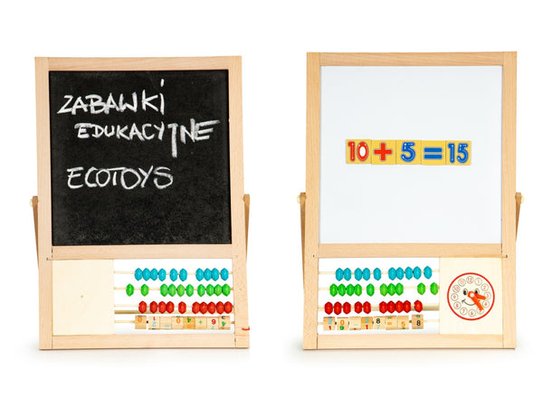 Tabla educativa, Ecotoys, 2 in 1, tabla magnetica, tabla pentru creta, abac, MB385