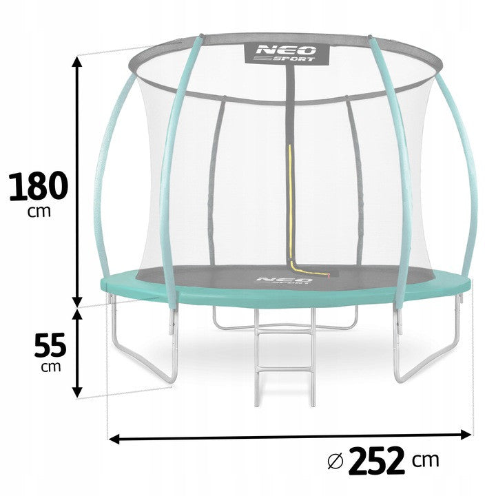 Trambulina pentru copii, Neo-Sport, 252 cm / 8 ft, cu plasa interioara, greutate maxima 100 kg, NS-08C181