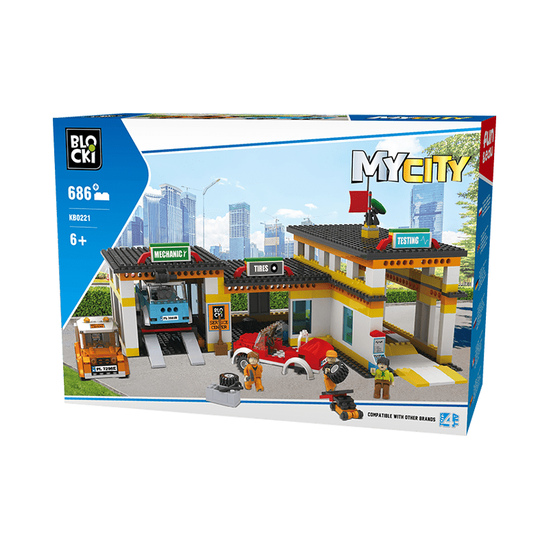 Set cuburi constructie MyCity Service auto, 686 piese, Blocki
