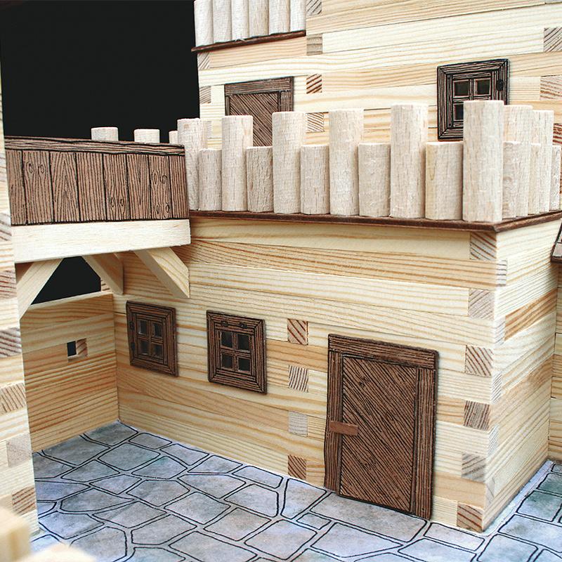 Set constructie arhitectura Castel, 607 piese din lemn, Walachia - Manute Creative