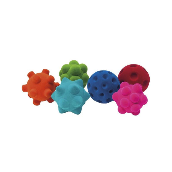 Set 6 mingiute colorate senzoriale din cauciuc natural, Rubbabu - Manute Creative