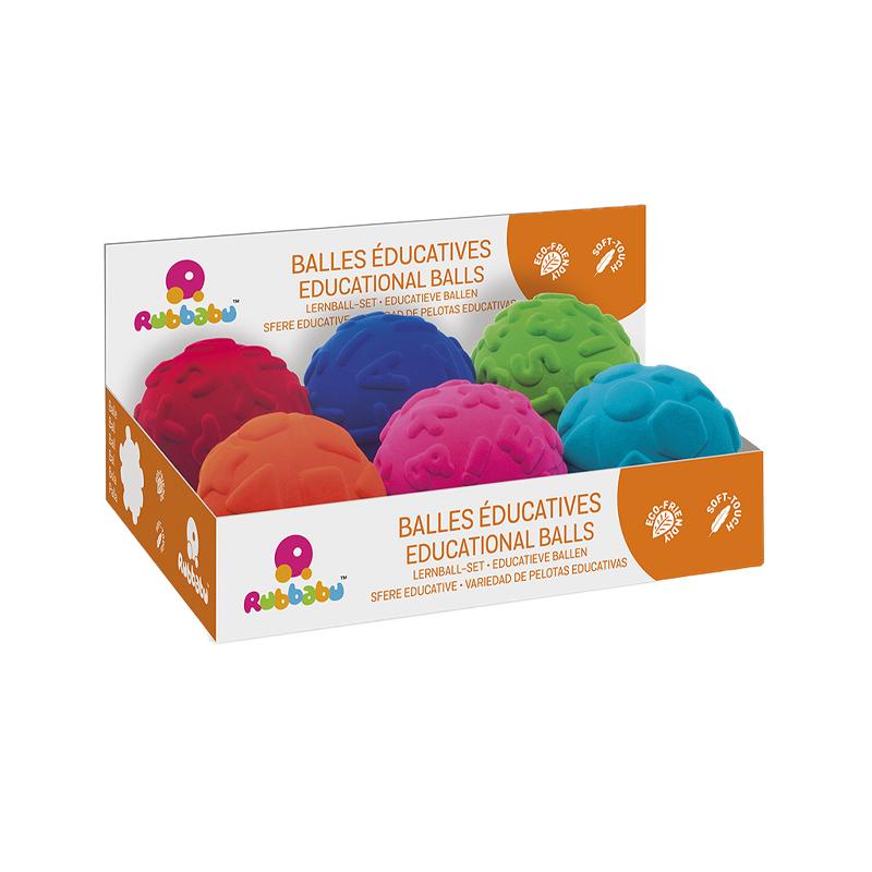 Set 6 mingiute colorate educative din cauciuc natural, Rubbabu - Manute Creative
