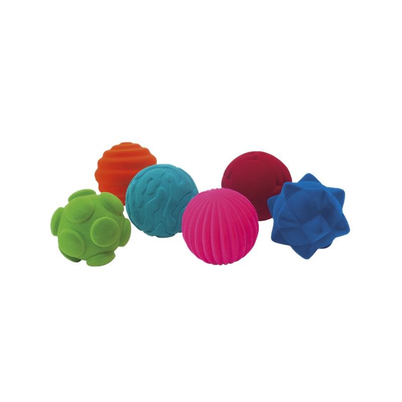 Set 6 mingiute colorate tactile din cauciuc natural, Rubbabu - Manute Creative