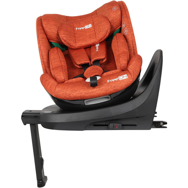 Scaun auto pentru copii, Space, Nastere - 150 Cm, Rotire 360 grade, Tehnologie Isofix I-Size, Spatar reglabil, Conform cu standardul european de securitate ECE R129, Orange, FreeON