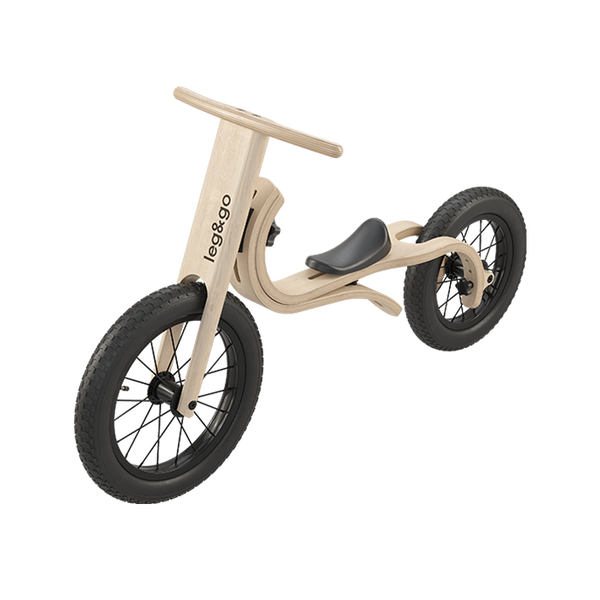 Bicicleta de balans fara pedale 3 in 1 pentru copii, lemn natur, leg&go