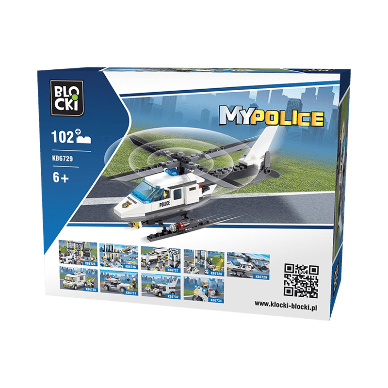 Set cuburi constructie MyPolice Elicopter de politie, 102 piese, Blocki
