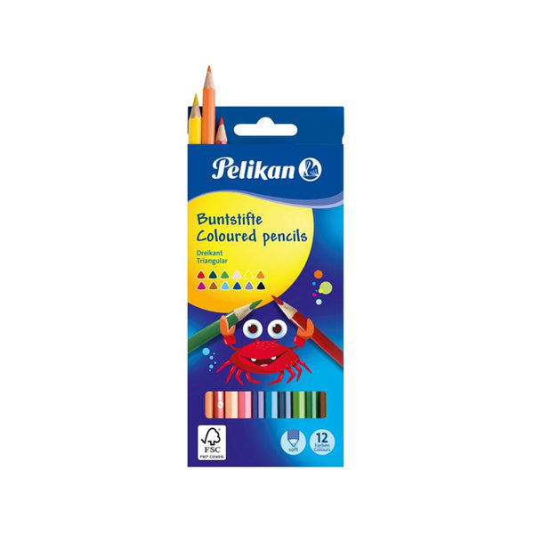 Set 12 creioane colorate, sectiune triunghiulara, Pelikan