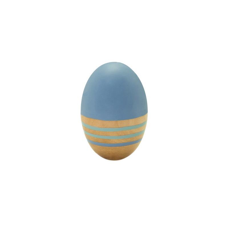 Maraca jucarie muzicala in forma de ou, din lemn, albastra, MamaMemo