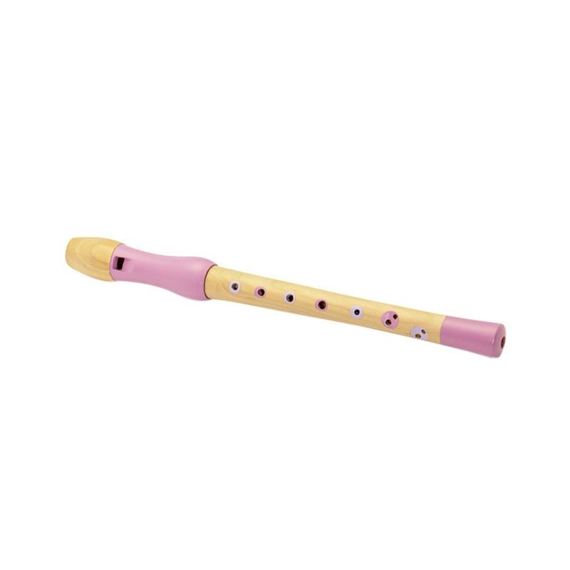Flaut jucarie muzicala din lemn, roz, MamaMemo - Manute Creative