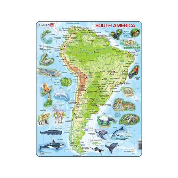 Puzzle maxi America de Sud, orientare tip portret, 65 de piese, Larsen