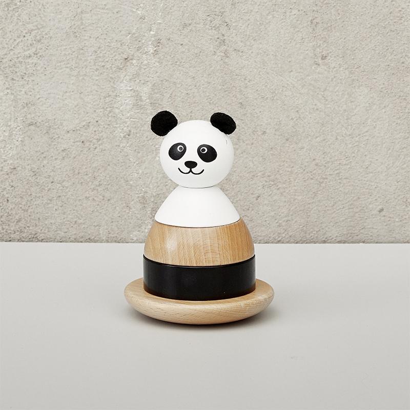 Jucarie educativa stivuit si sortat 10x15 cm din lemn FSC, model panda, +1 ani, byAstrup - Manute Creative