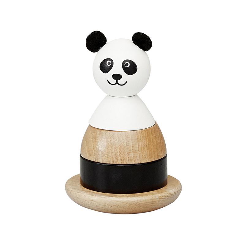 Jucarie educativa stivuit si sortat 10x15 cm din lemn FSC, model panda, +1 ani, byAstrup - Manute Creative