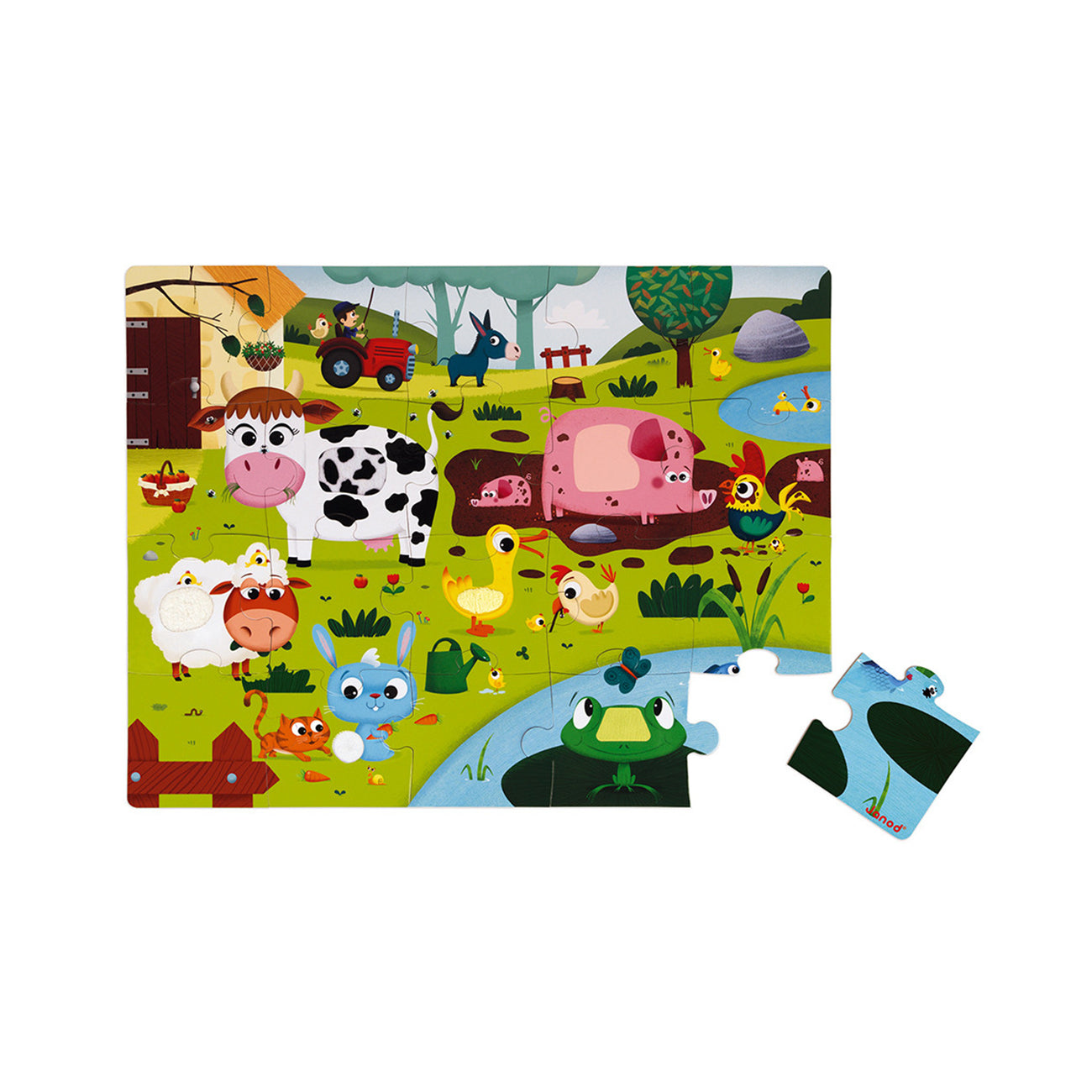 Puzzle tactil, animalele de la ferma, 20 piese, +2 ani, Janod