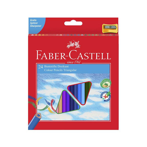 Set 24 creioane colorate Eco + ascutitoare, triunghiulare, Faber-CastellÂ 