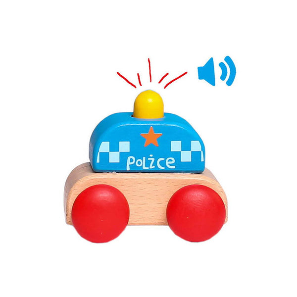 Mini-masinuta de politie din lemn cu sunet, Fakopancs