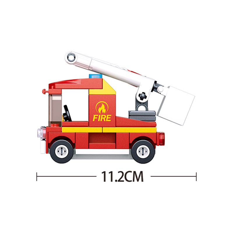 Set de constructie Masina de Pompieri mica cu scara extensibila, 82 piese, Sluban