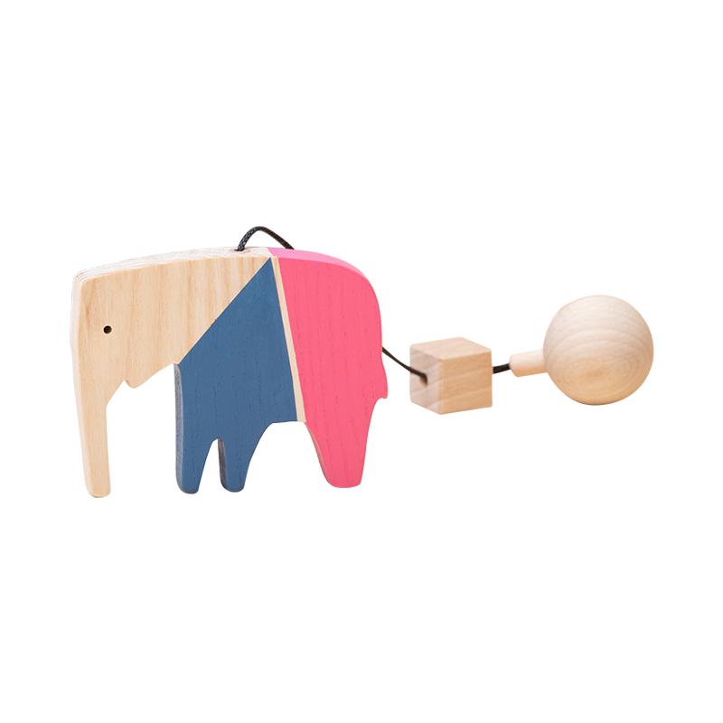 Jucarie din lemn elefant, colorat, pentru carusel / centru de activitati, Mobbli - Manute Creative