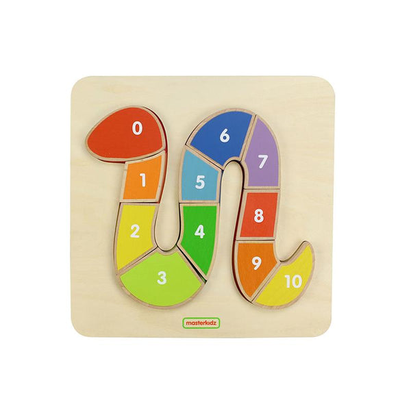 Puzzle Sarpe colorat cu numere 1-10, din lemn, +2 ani, Masterkidz