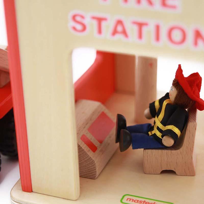 Statie de pompieri de jucarie, din lemn, +3 ani, Masterkidz - Manute Creative