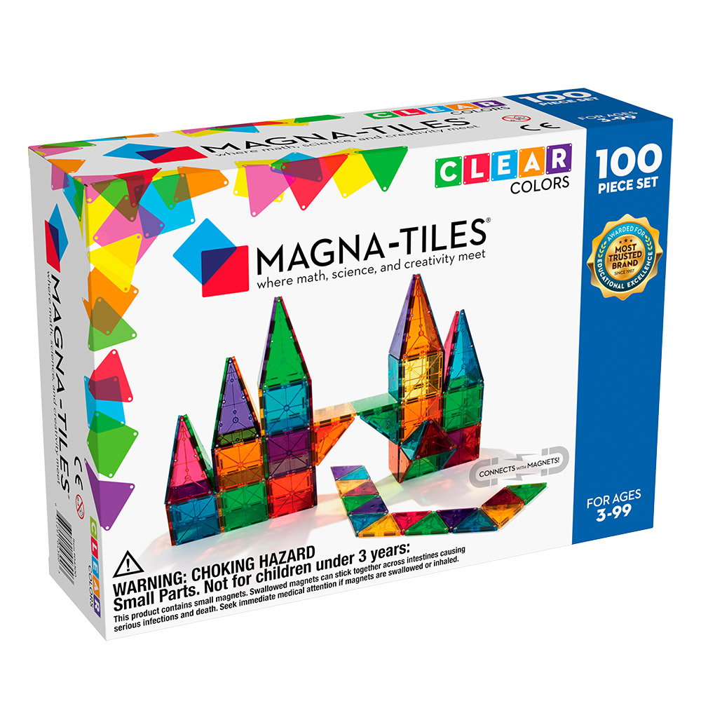 Clear Colors, set magnetic 100 piese, Magna-Tiles
