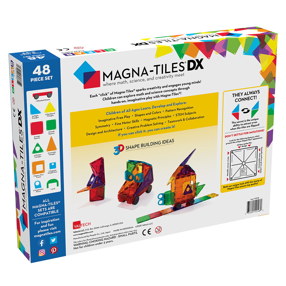 Clear Colors set magnetic 48 piese, Magna-Tiles