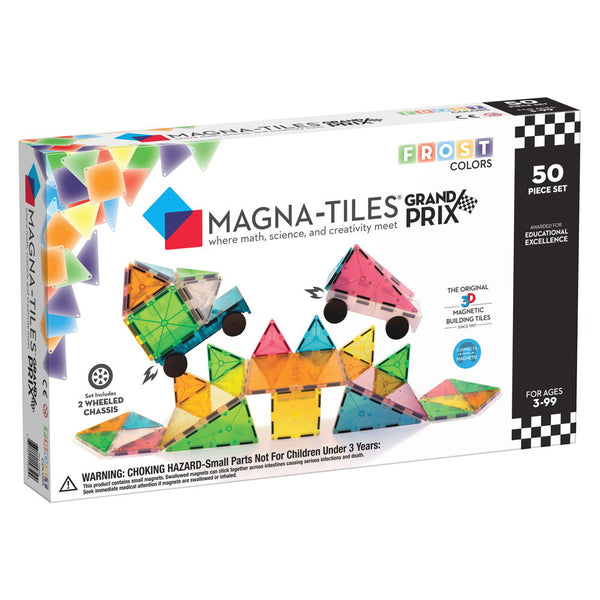 Grand Prix, set magnetic 50 de piese cu masinute, Magna-Tiles