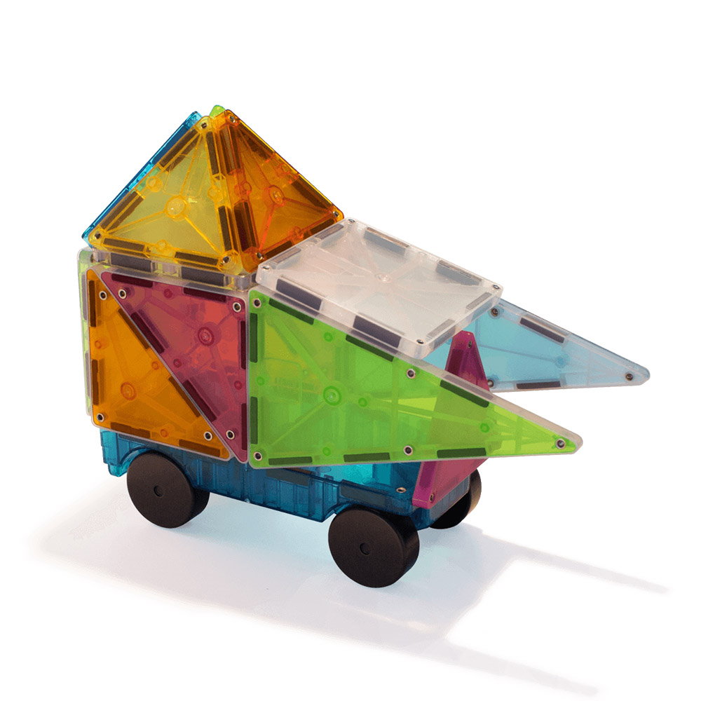 Grand Prix, set magnetic 50 de piese cu masinute, Magna-Tiles