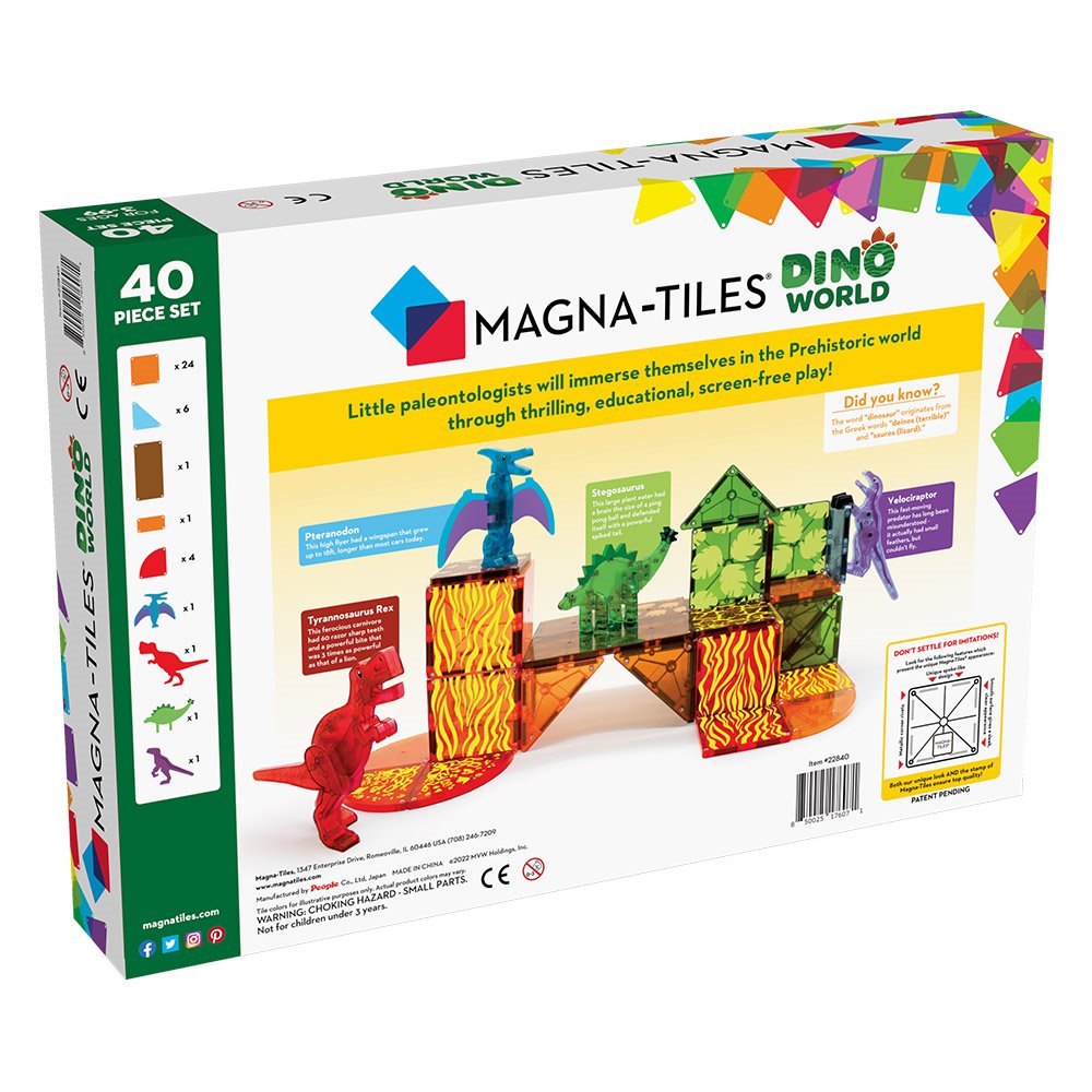 Dino World, set magnetic 40 de piese, Magna-Tiles