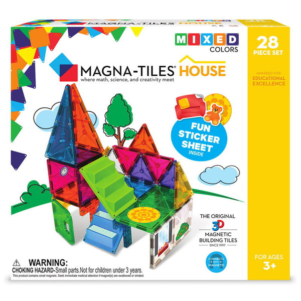 House  set magnetic cu autocolante (28 piese), Magna-Tiles
