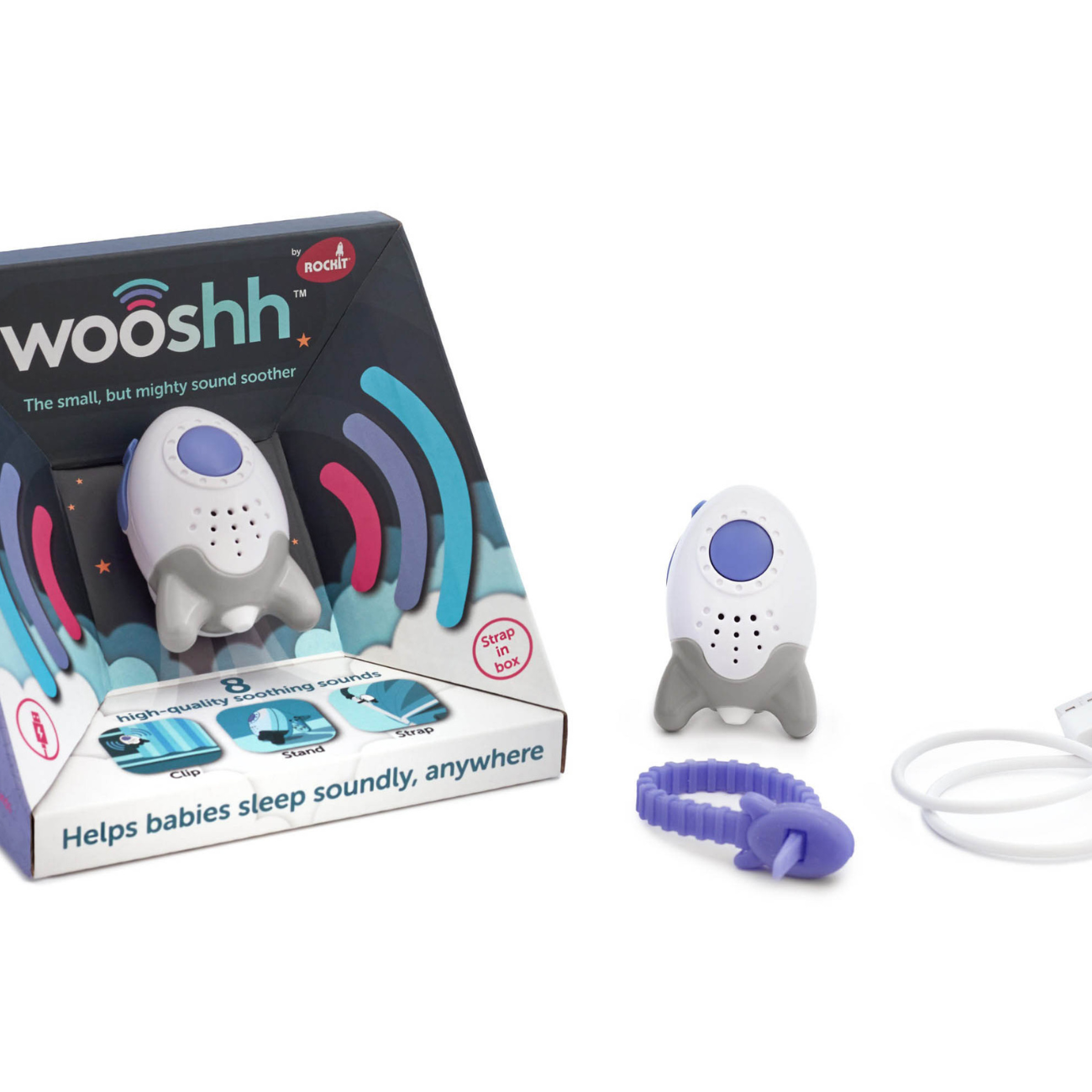 Dispozitiv pentru adormit copiii, Wooshh Rockit, cu sunete si USB