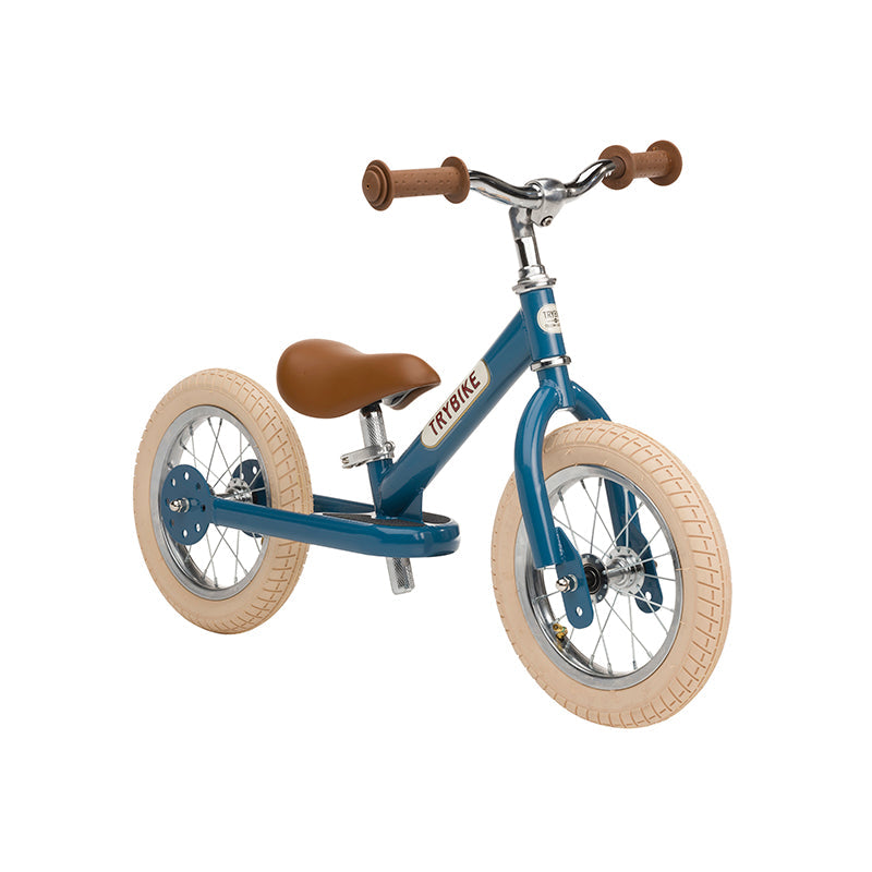 Bicicleta fara pedale vintage, otel, albastru, Trybike