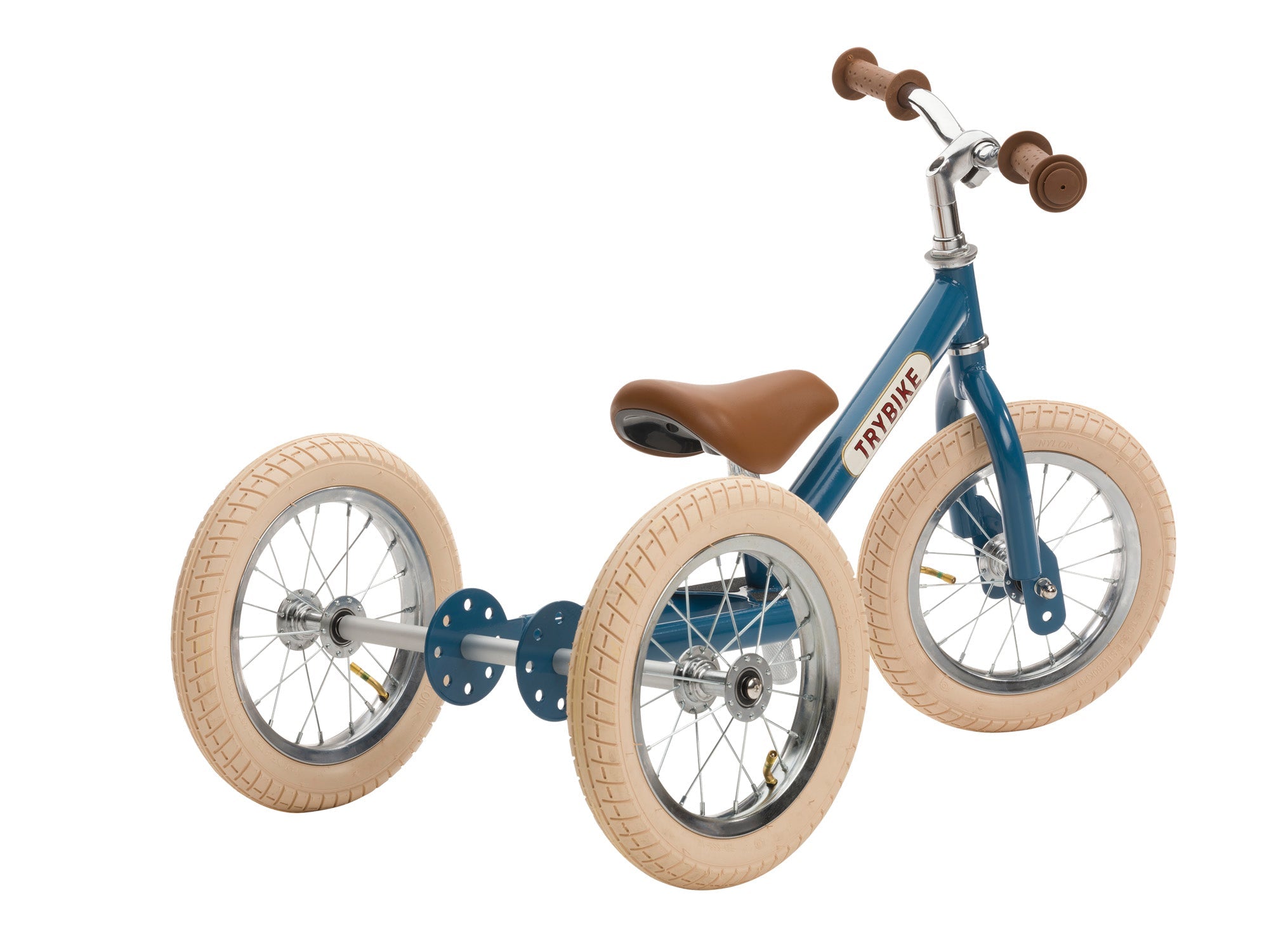 Bicicleta fara pedale vintage, otel, albastru, Trybike