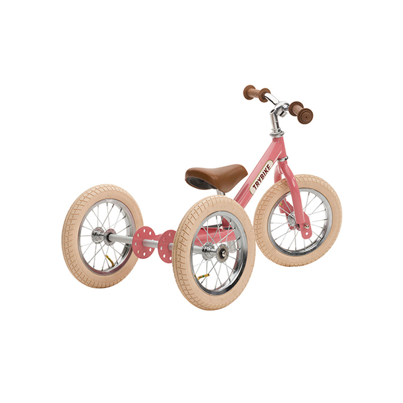 Bicicleta fara pedale vintage, otel, roz, Trybike