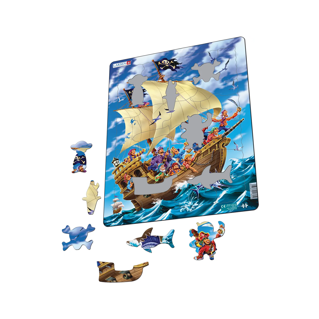 Puzzle Maxi Pirati pe mare, 30 piese, Larsen