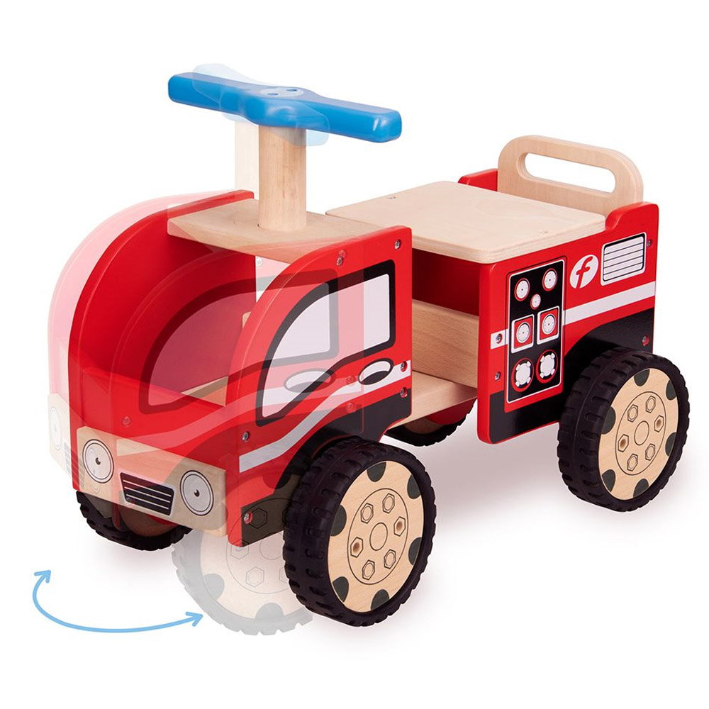 Masina de pompieri din lemn fara pedale, Wonderworld