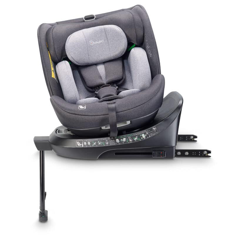 BabyGo - Scaun auto rotativ cu isofix, MOVE360 Grey, 40-150 cm, certificat R129