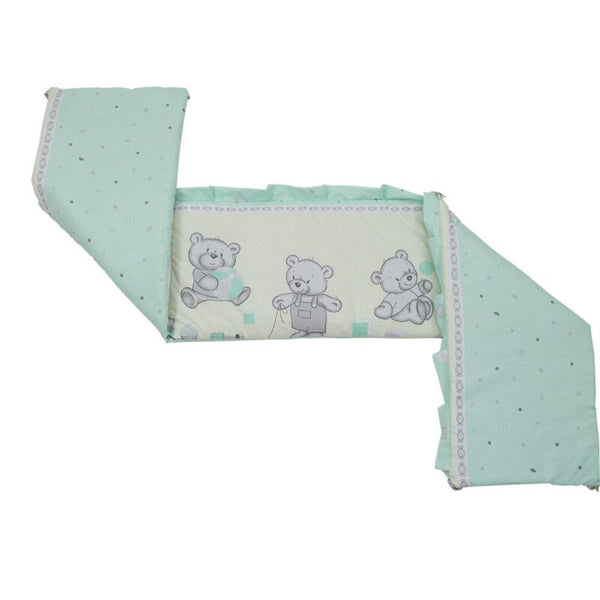 Aparatoare laterala pentru patut 120x60 cm, Cu umplutura antialergica, Dimensiune 180 x 32 cm, Teddy Toys Turquoise M1, BabyNeeds