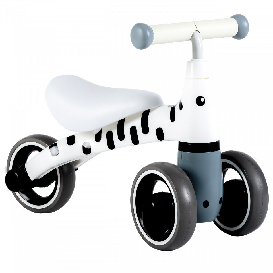 Bicicleta de echilibru, cu 3 roti, pentru interior / exterior, Zebra, pentru copii, 12 - 36 luni, sarcina maxima 20 kg, Ecotoys